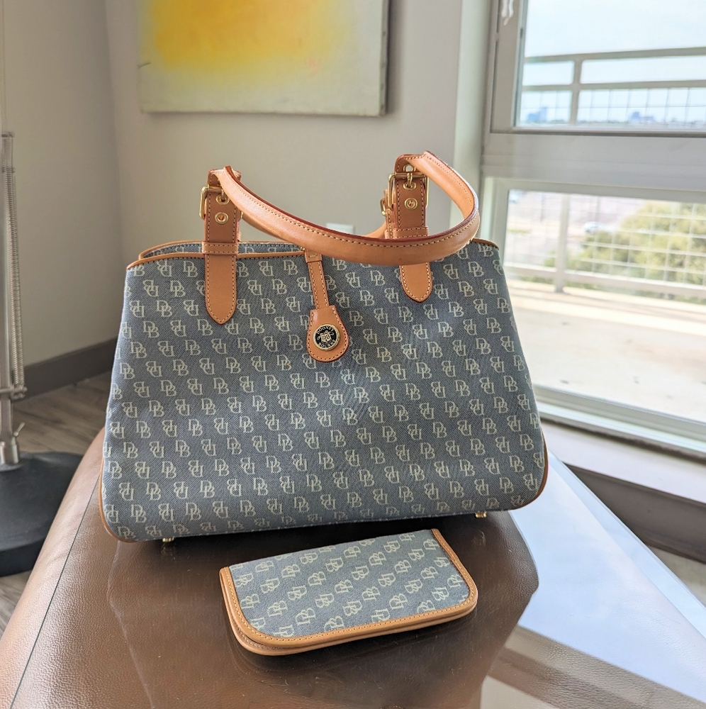 Dooney & Bourke Blue and Tan Women's Bag Set